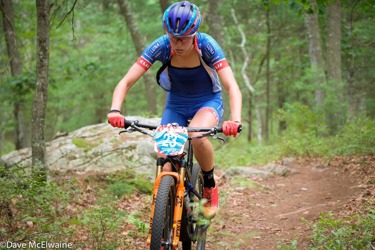 Maghalie Rochette (Clif Pro Team) riding in fourth position during lap two