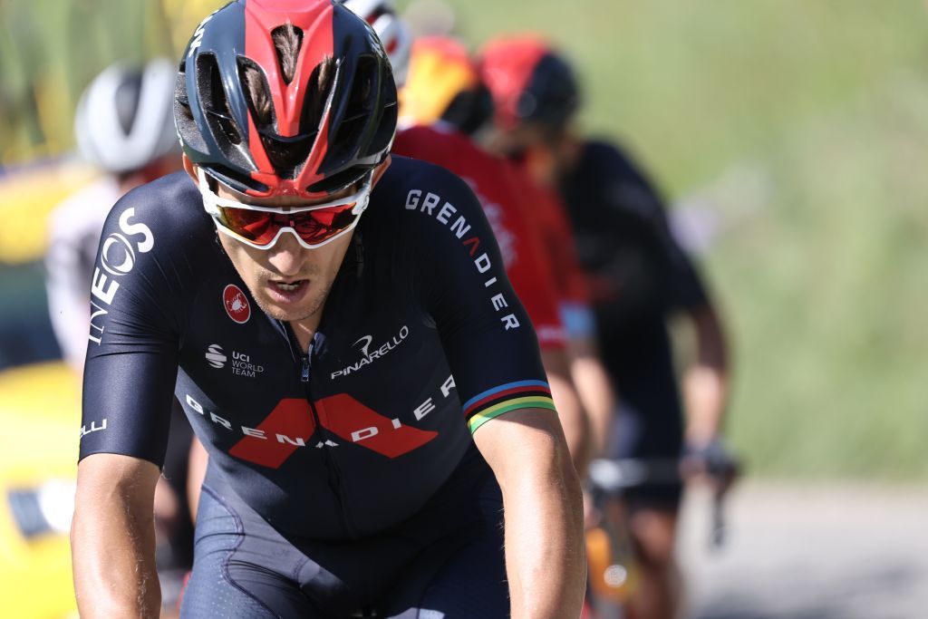 Team Ineos rider Polands Michal Kwiatkowski rides ahead during the 18th stage of the 107th edition of the Tour de France cycling race 168 km between Meribel and La Roche sur Foron on September 17 2020 Photo by KENZO TRIBOUILLARD AFP Photo by KENZO TRIBOUILLARDAFP via Getty Images