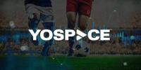 Yospace logo with soccer players in background