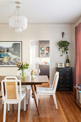 dining room with chandelier