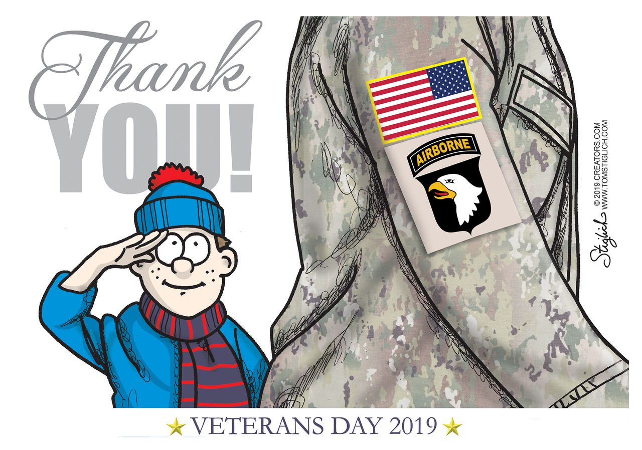 Editorial Cartoon U.S. Veterans Day 2019 Thank You