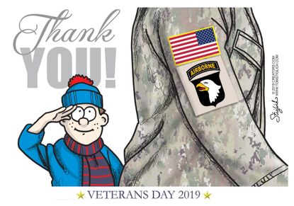 Editorial Cartoon U.S. Veterans Day 2019 Thank You
