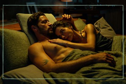 LIMA as MARCO, GIOVANNA LANCELLOTTI as BABI lying in bed together in Burning Betrayal