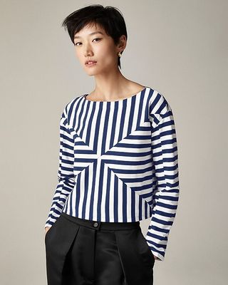 Christopher John Rogers X J.crew Mariner Cloth Boatneck T-Shirt in Stripe