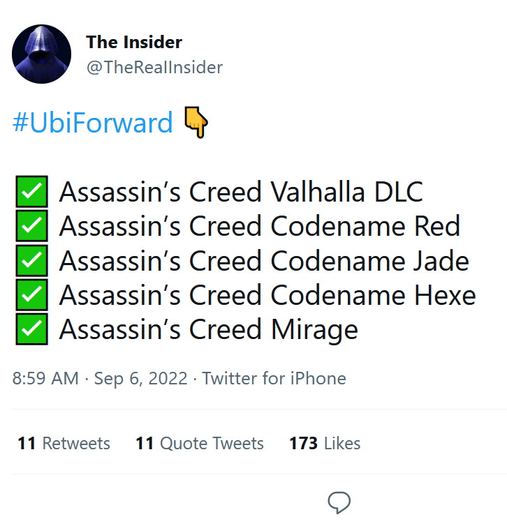 The Real Insider Assassin's Creed Mirage leak tweet