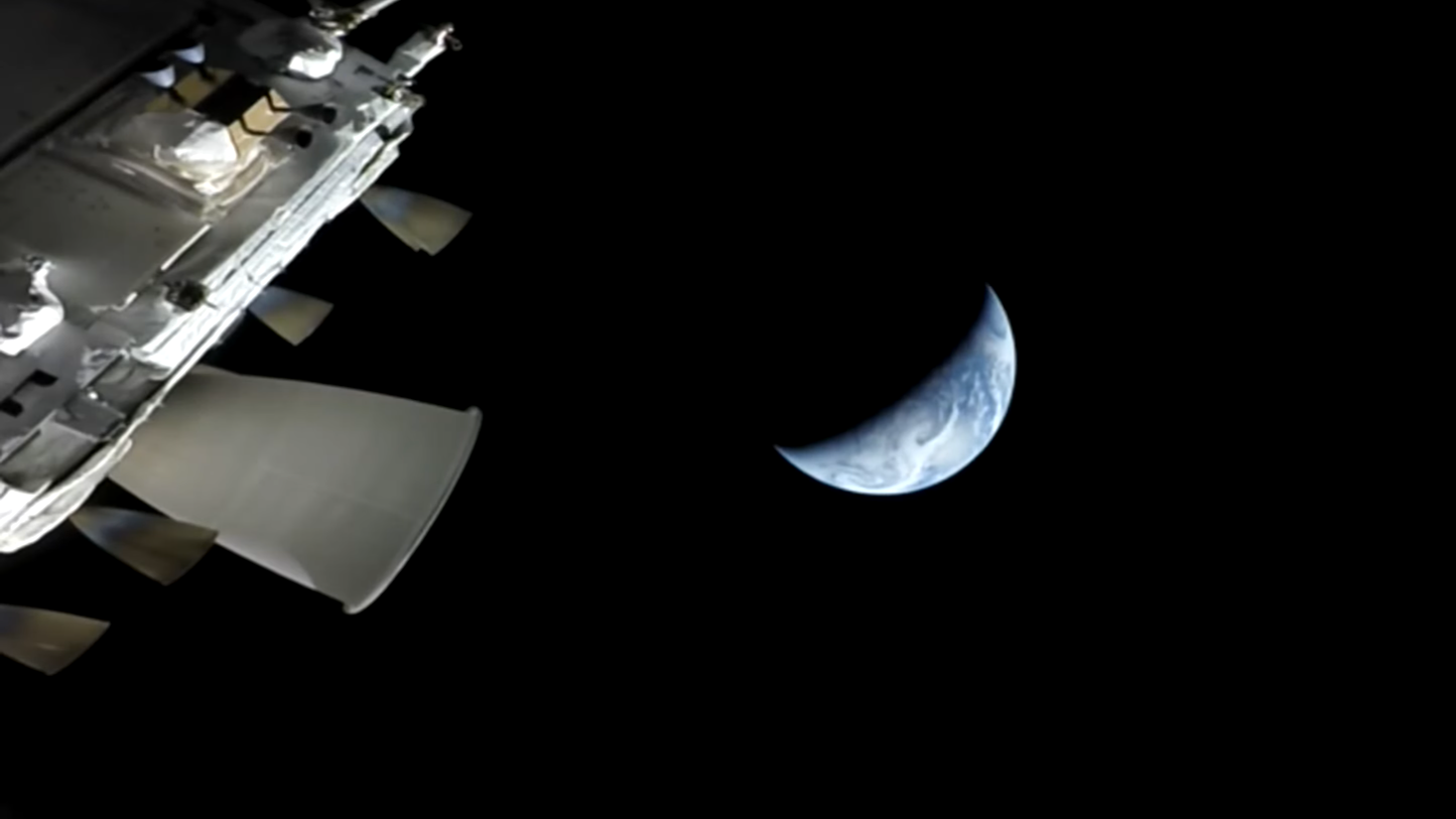 Earth from the Orion capsule Integrity.