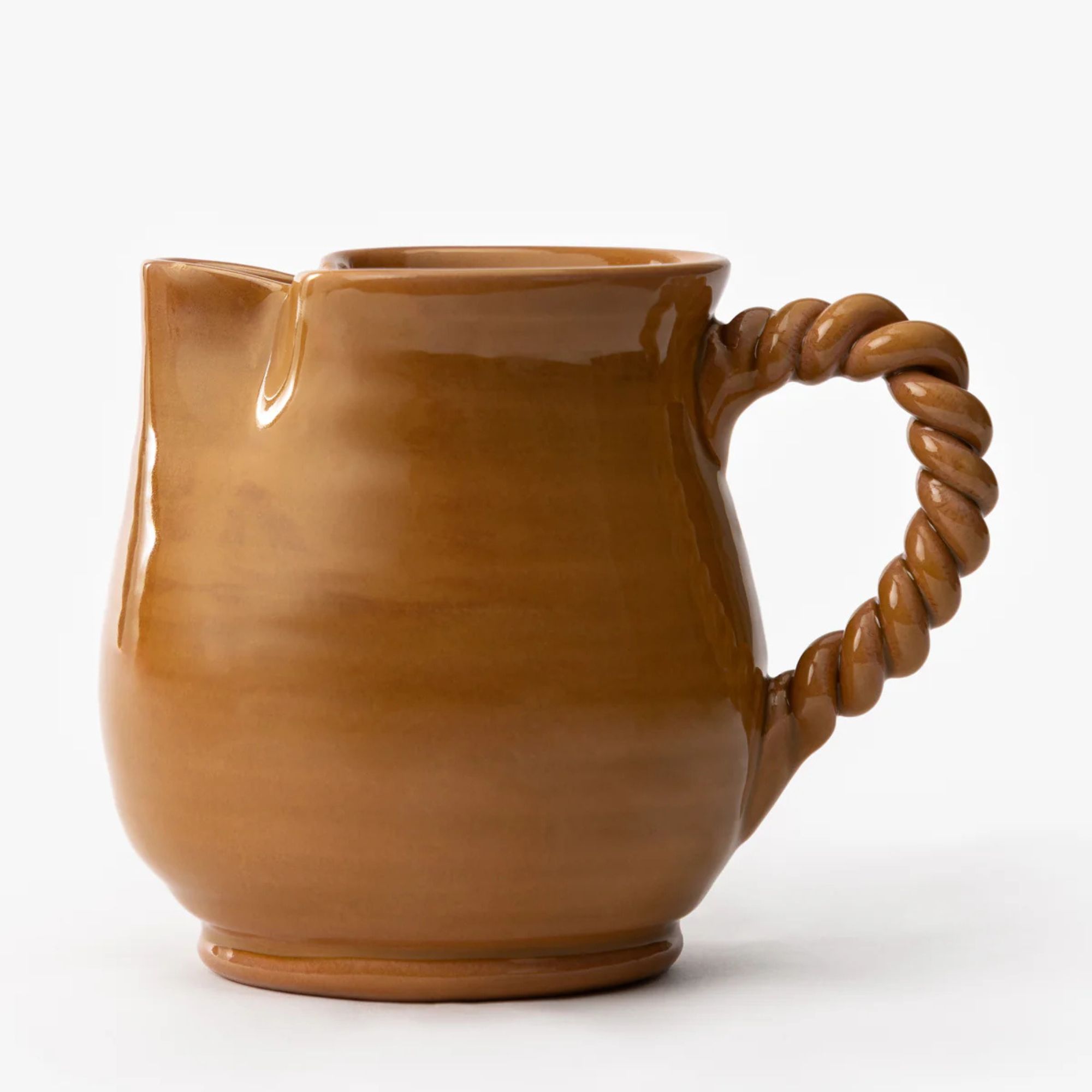 Brown jug with braided handle