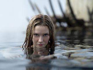 Galadriel in a lake in The Rings of Power