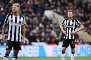A dejected Sean Longstaff of Newcastle United during the Premier League match between Newcastle United and Manchester City at St. James Park on January 13, 2024 in Newcastle upon Tyne, England.