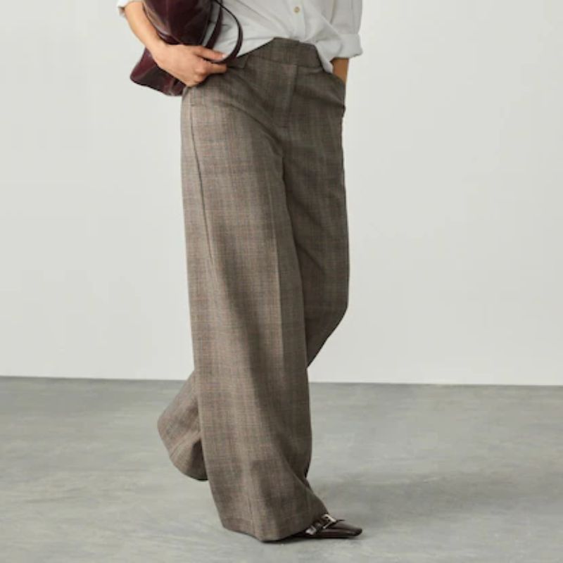 checked, wide leg suit trousers from Next