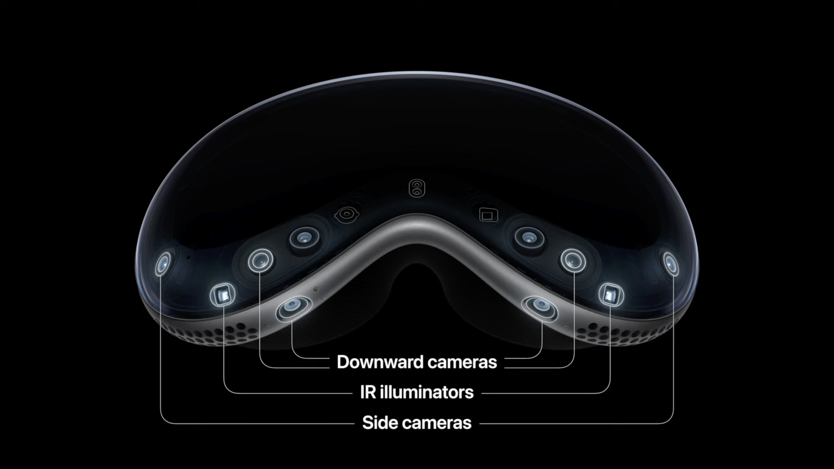 The Apple Vision Pro headset on a black background