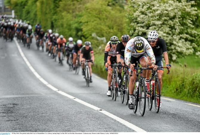 The peloton make their way to Mountbellew, Co. Galway,