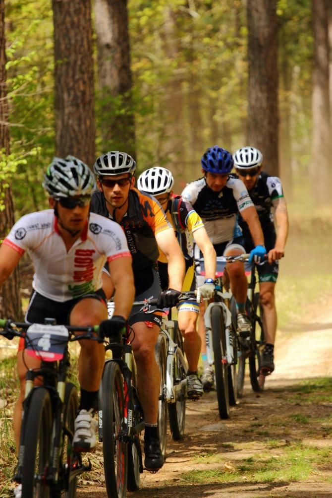 The top five men in a paceline
