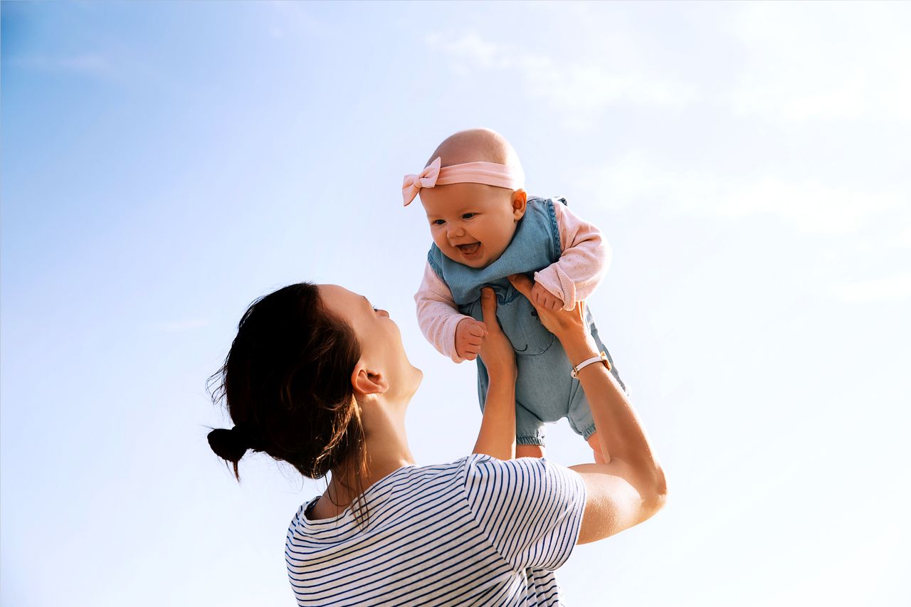 A mother and child.