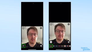 Two screenshots showing where to find the Memjoi settings in FaceTime