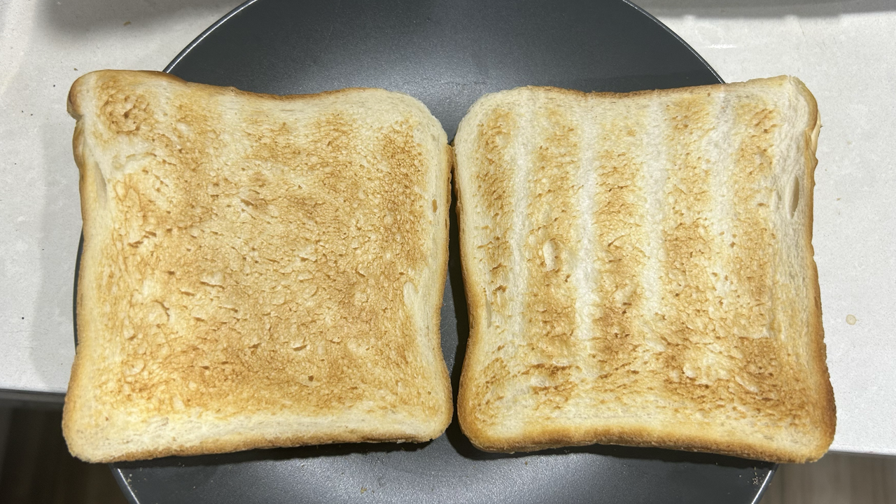Toast on grey plate