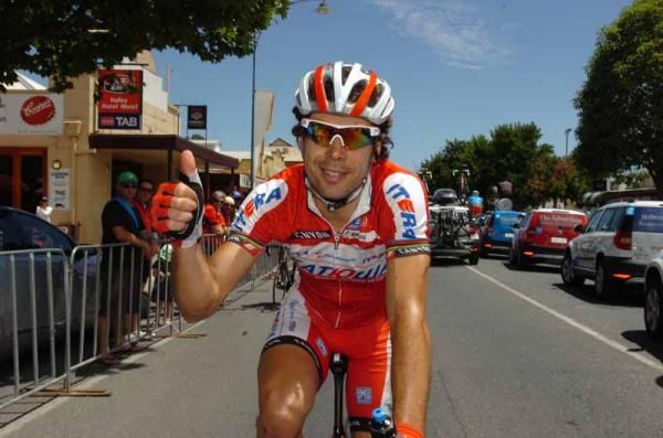 Oscar Freire (Katusha) shows how much the win means to him