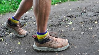 Man wearing Hoka Anacapa Low GTX walking shoe