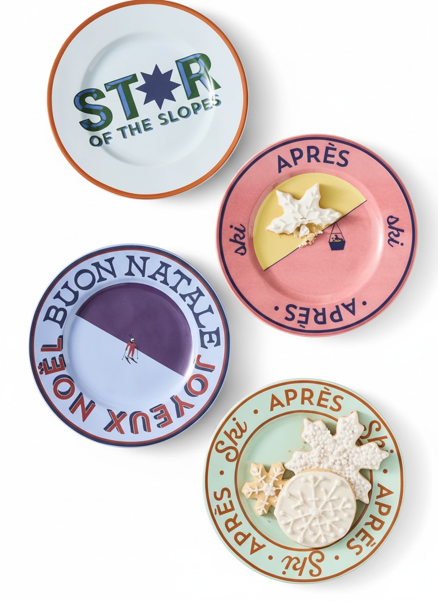 Après Ski Handpainted Stoneware Dessert Plate