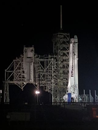 Roughly 12 hours before the scheduled launch of SpaceX's Falcon 9 rocket, SpaceX invited members of the media to view the rocket on the pad.