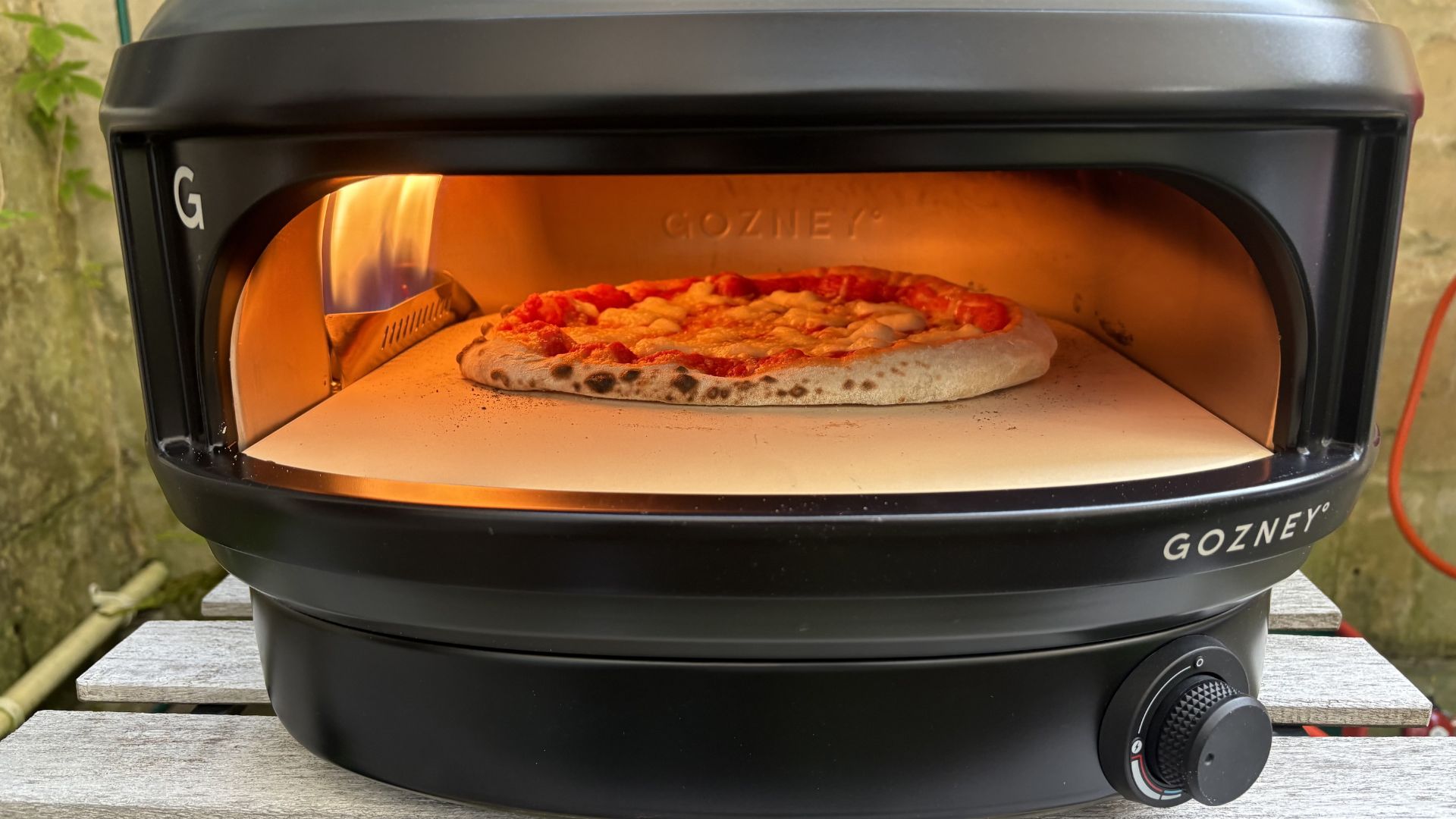 Gozney Arc Lite Pizza Oven being tested outside