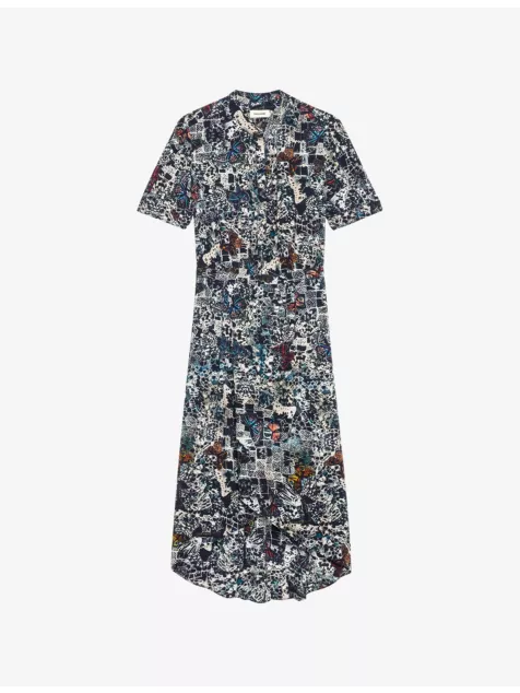Rimaz Printed Asymmetric-Wrap Woven Midi Dress