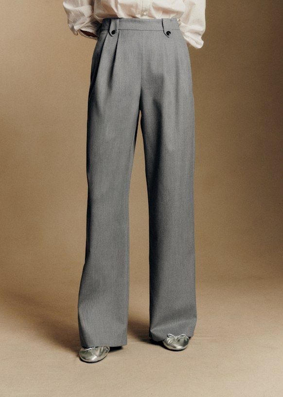 Loulou Trousers - Light Grey - Recycled Polyester - Sézane