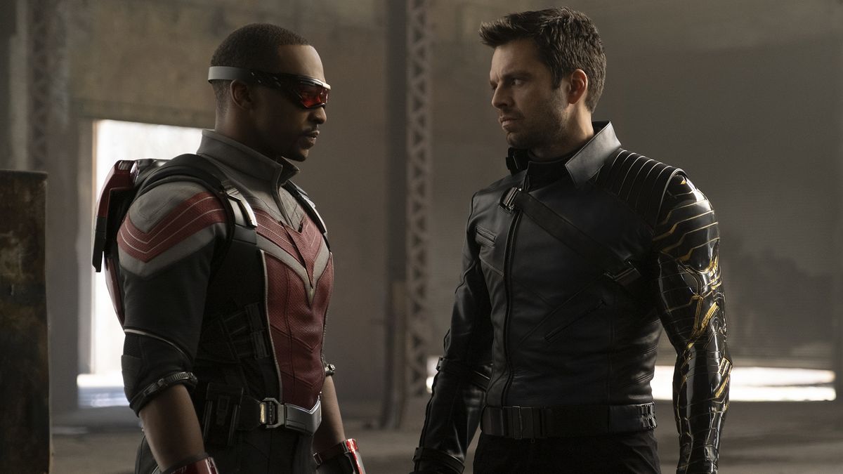 Anthony Mackie as Falcon and Sebastian Stan as Winter Soldier in Disney Plus&#039;s &#039;The Falcon and the Winter Soldier&#039;