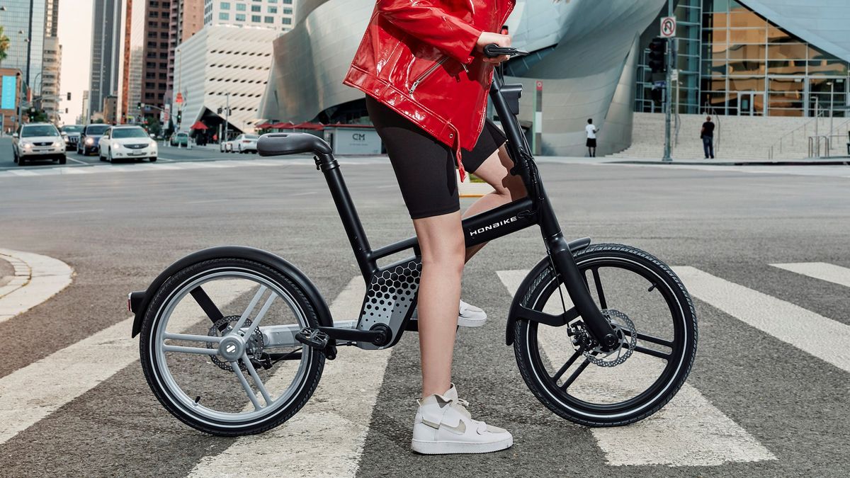 Woman riding Honbike Ebike