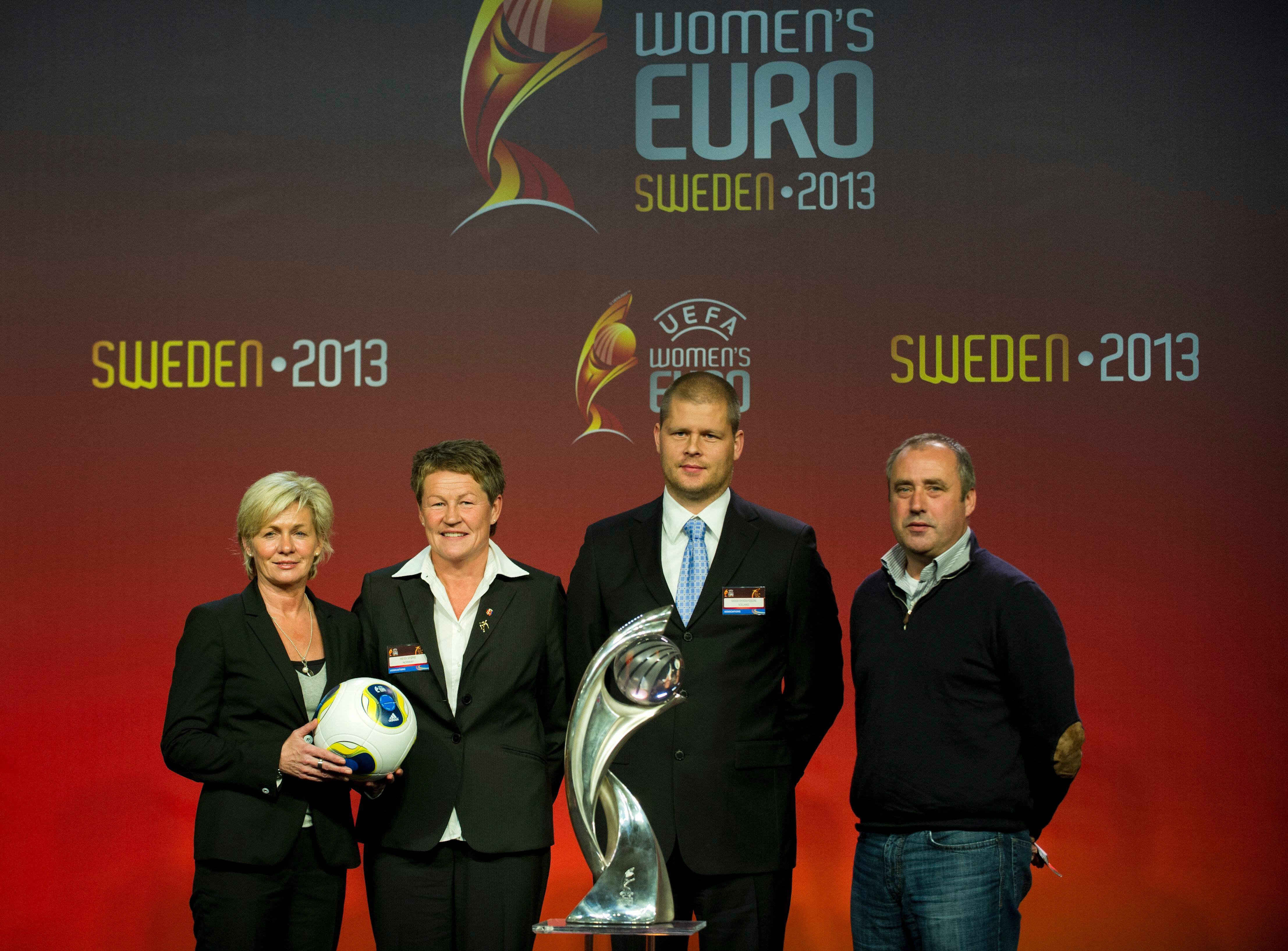 Heidi Store, second from left, with the Euros trophy