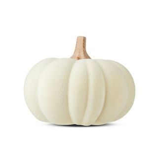 Harvest Cream Flocked Resin Pumpkin Decoration, 9 In, by Way to Celebrate