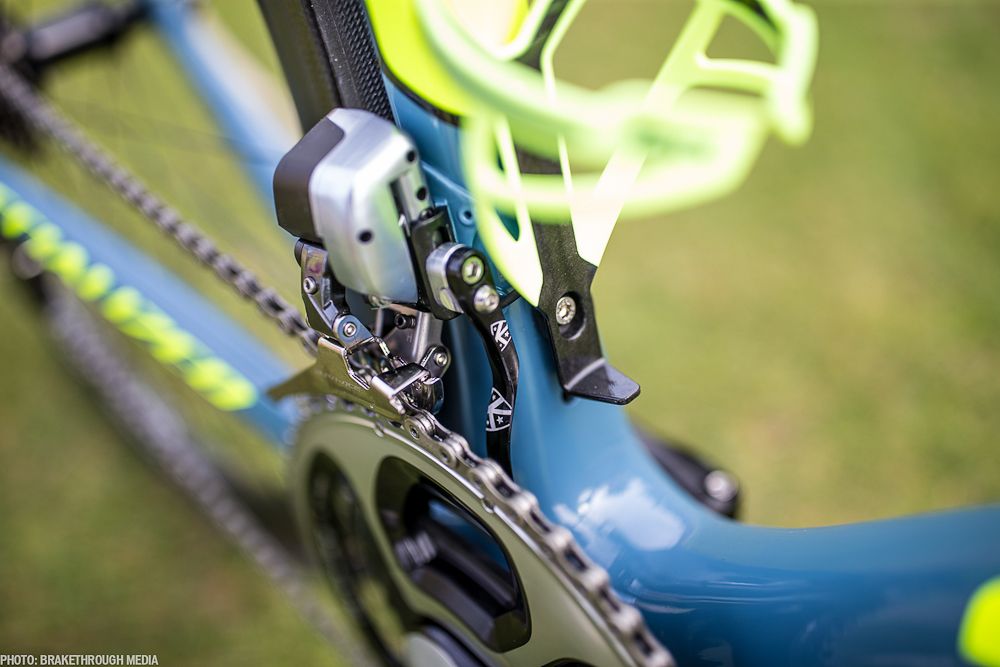The Shimano Dura Ace Di2 front derailleur.