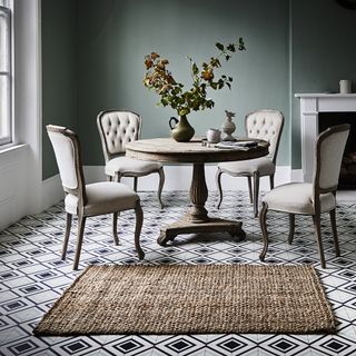 dining table with jute rug
