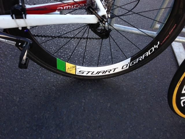 A pair of Bouwmeester Stuart O'Grady Limited Edition wheels were fitted to Wells' Specialized SL4