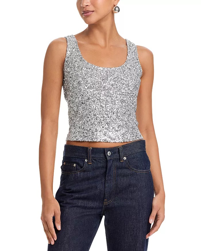 sequin tank top aqua