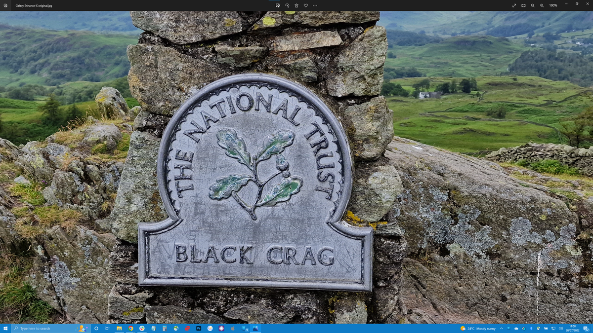 A Samsung Galaxy Enhance-X image of a plaque, upscaled to 8K resolution