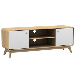 White and oak TV stand