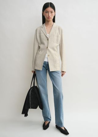 Slim Viscose Linen Blazer Desert