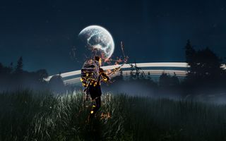 Nightingale screenshot of the player having a healing effect cast on them during the night