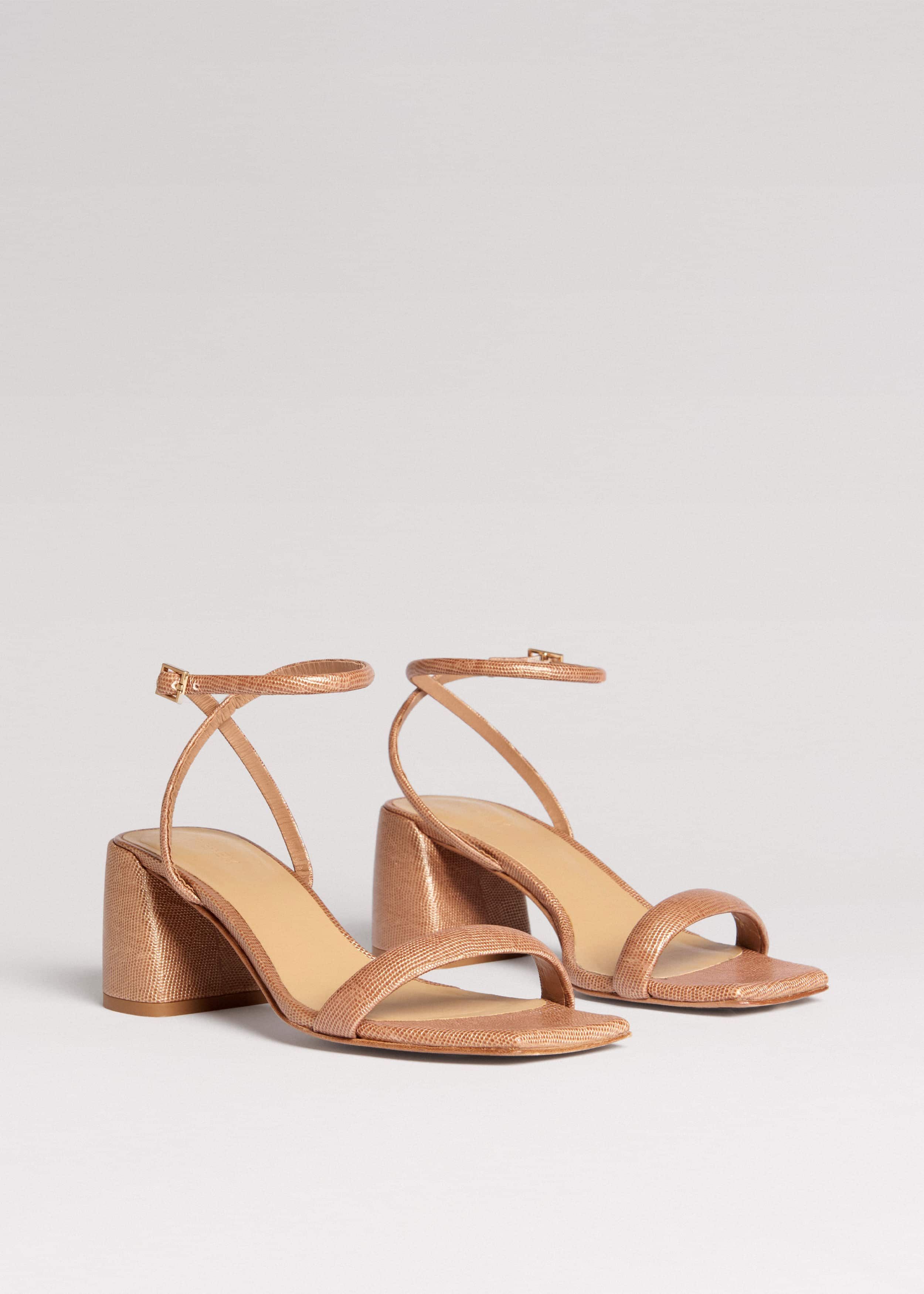 Lizard Print Feature Heel Sandal
