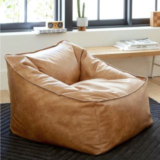 West Elm modern lounger in leather