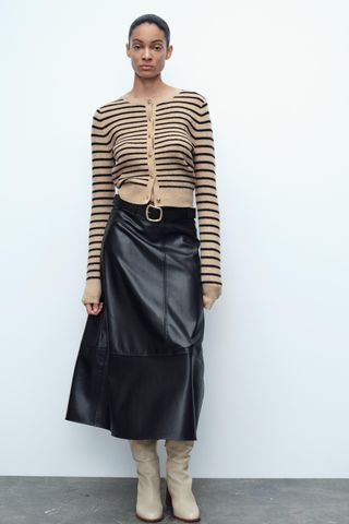 Faux Leather Layered Skirt