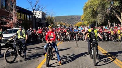 Sepp Kuss leads a ride in his hometown of Durango