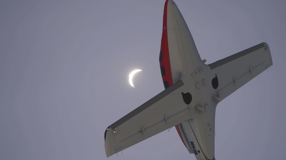 An eclipse in Microsoft Flight Simulator 2024