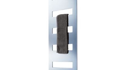 towel rail with towel and dark grey