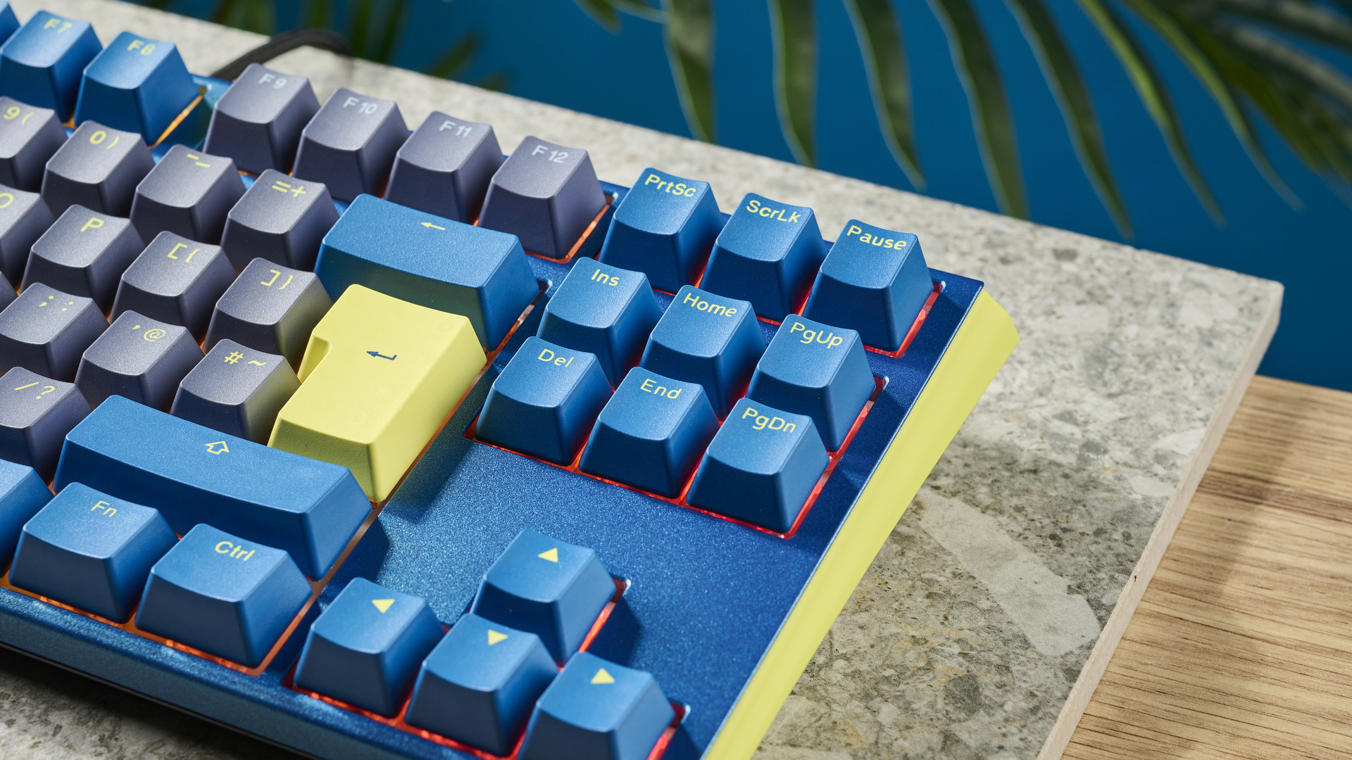 A Ducky One 3 TKL wireless keyboard in the DayBreak colorway