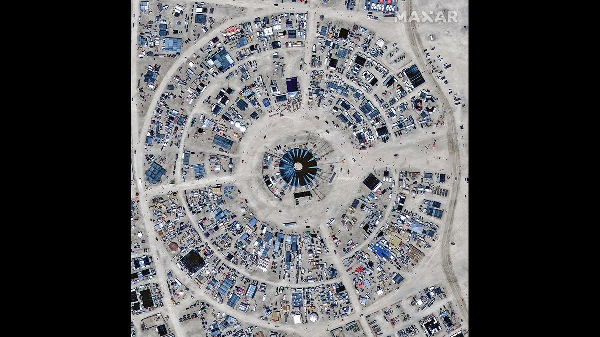 The Burning Man festival seen from space.