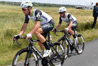 Bernhard Eisel and Mark Cavendish on stage 1 of the 2016 Tour de France