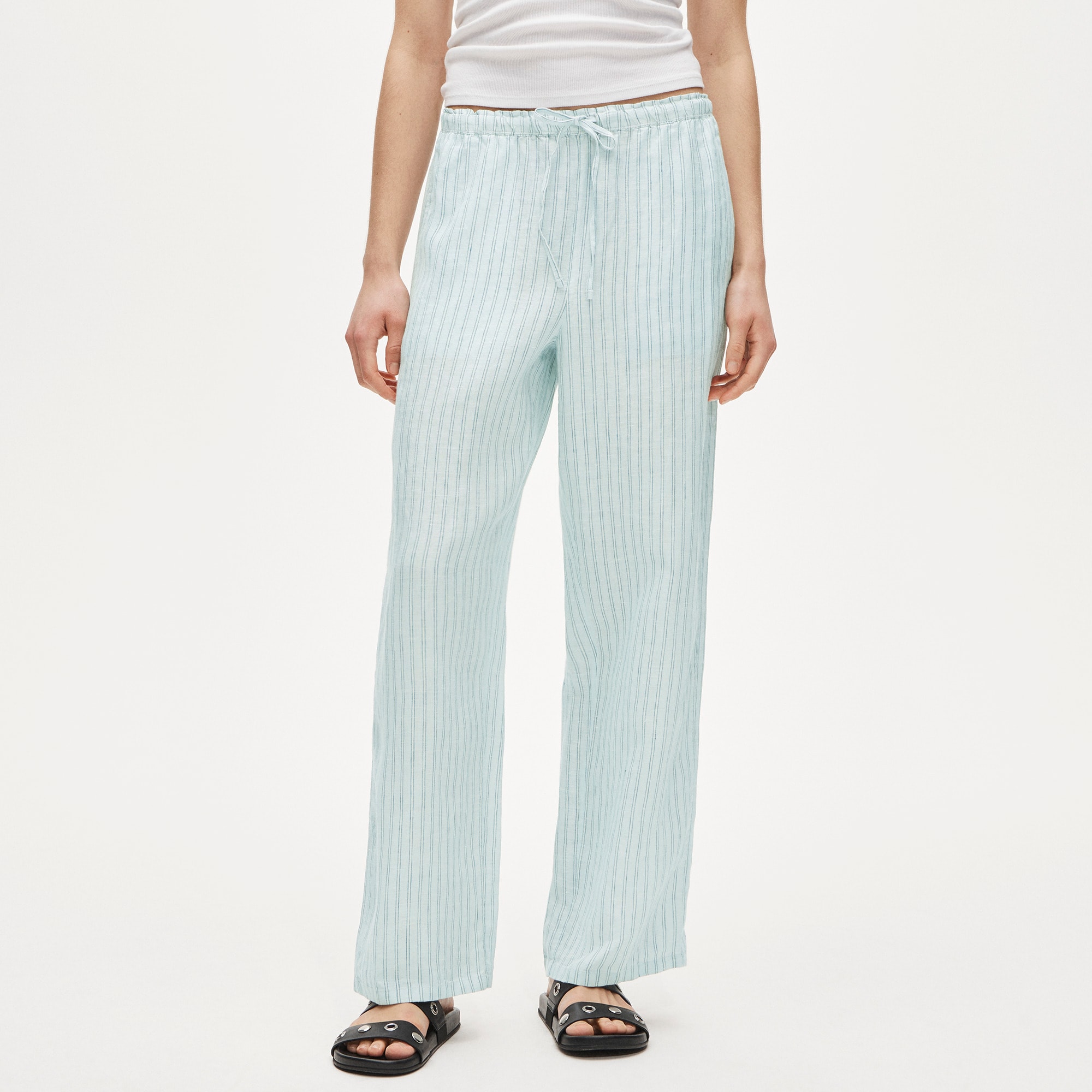 Soleil Pant in Striped Linen