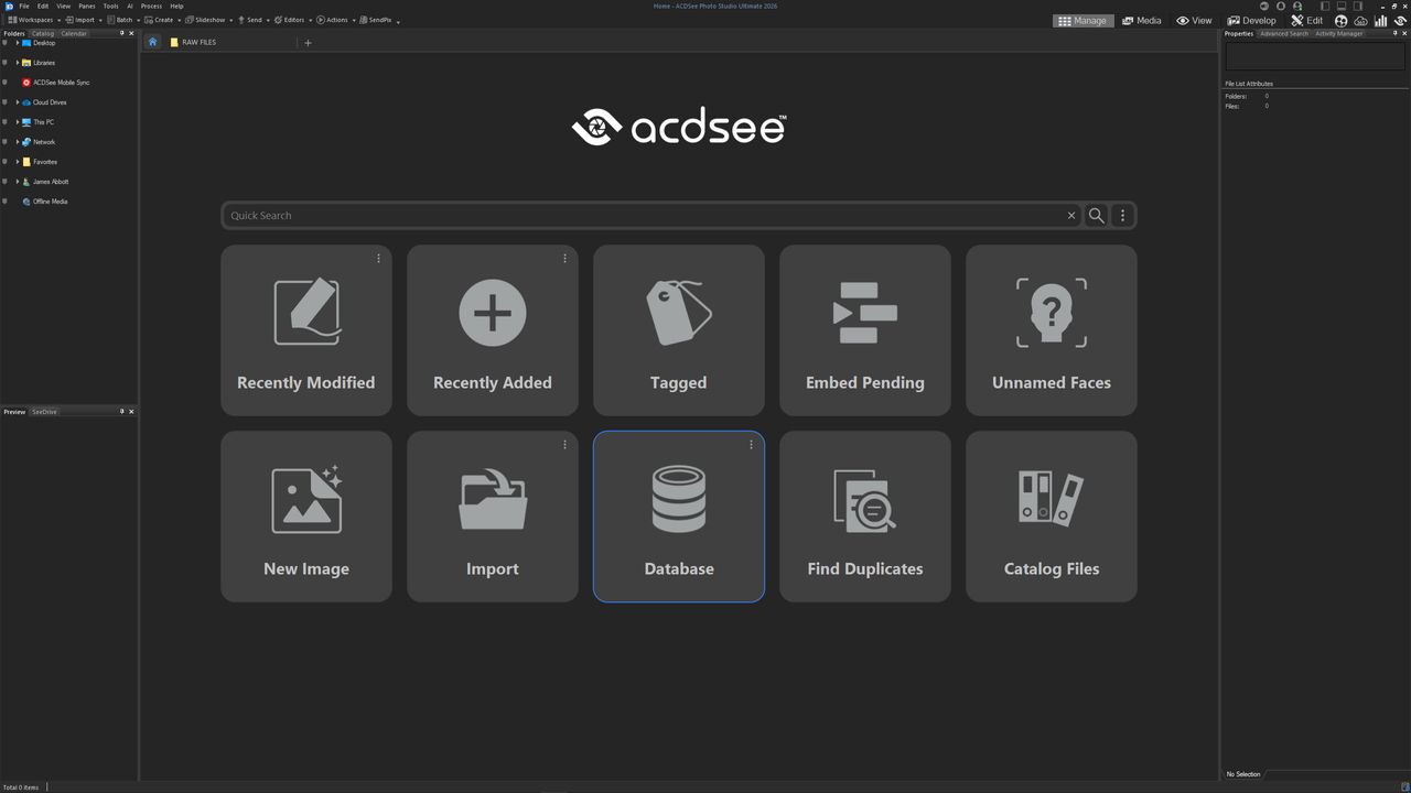 Screengrab of the ACDSee Photo Studio Ultimate 2026 user interface